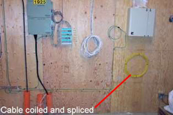 Fibre Optic Cable colied and spliced